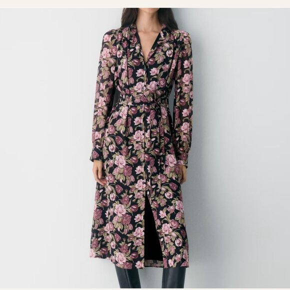 ARITZIA Wilfred Broadway Dress, black/berry floral, sz M - Picture 1 of 10